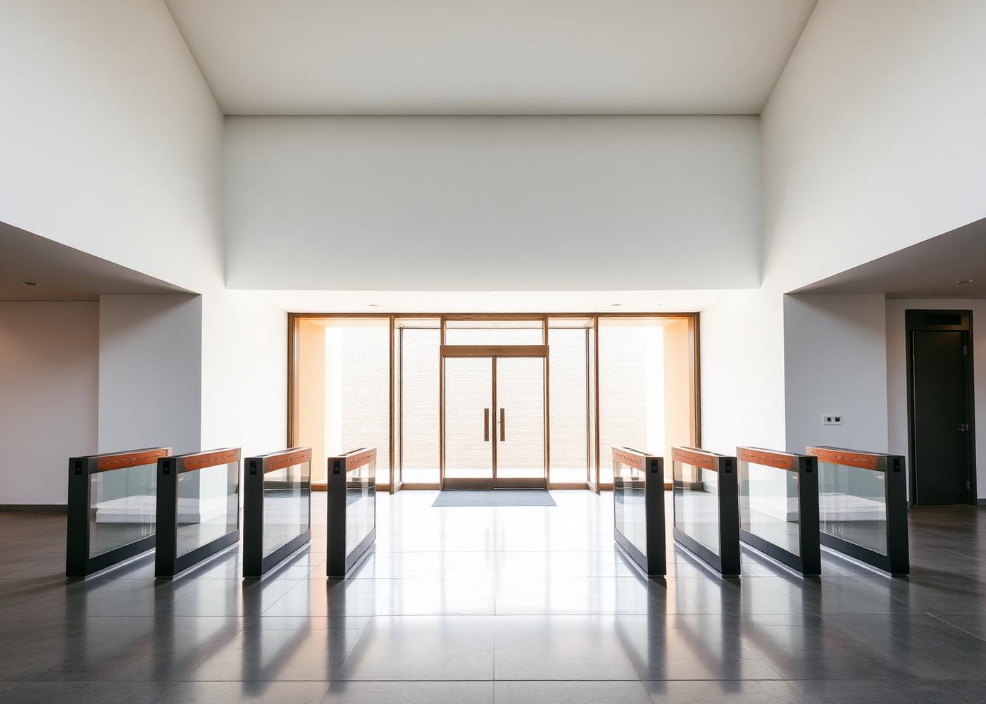 Hall d'entrée institutionnel équipé de couloirs rapides